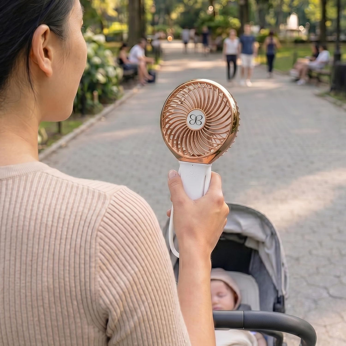 Buggygear 3 Speed USB Rechargeable Turbo Fan with Power bank and LED Flashlight, Buggy Gear - Black/Champagne