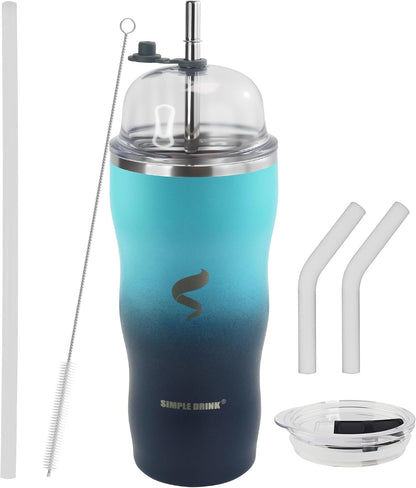 20 oz Insulated Tumbler, Straw and Flat Lids,Jelly Green | 18/8 stainless steel, double-wall vacuum insulation, BPA-free materials, reusable straw, for everyday hot and cold drinks.