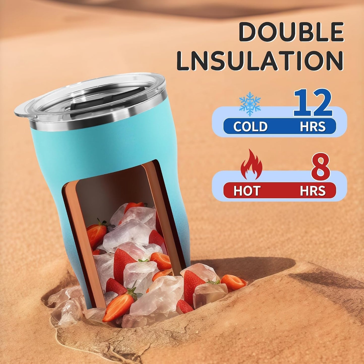 20 oz Insulated Tumbler, Straw and Flat Lids,Jelly Green | 18/8 stainless steel, double-wall vacuum insulation, BPA-free materials, reusable straw, for everyday hot and cold drinks.