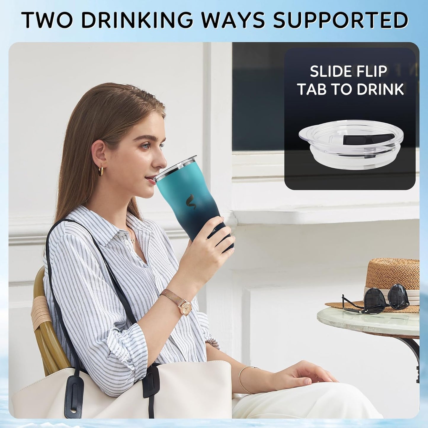 20 oz Insulated Tumbler, Straw and Flat Lids,Jelly Green | 18/8 stainless steel, double-wall vacuum insulation, BPA-free materials, reusable straw, for everyday hot and cold drinks.