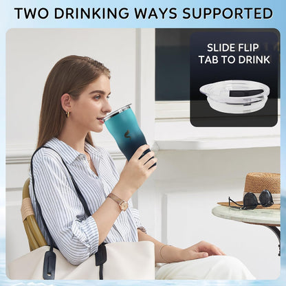 20 oz Insulated Tumbler, Straw and Flat Lids,Jelly Green | 18/8 stainless steel, double-wall vacuum insulation, BPA-free materials, reusable straw, for everyday hot and cold drinks.