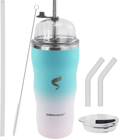 20 oz Insulated Tumbler, Straw and Flat Lids,Jelly Green | 18/8 stainless steel, double-wall vacuum insulation, BPA-free materials, reusable straw, for everyday hot and cold drinks.
