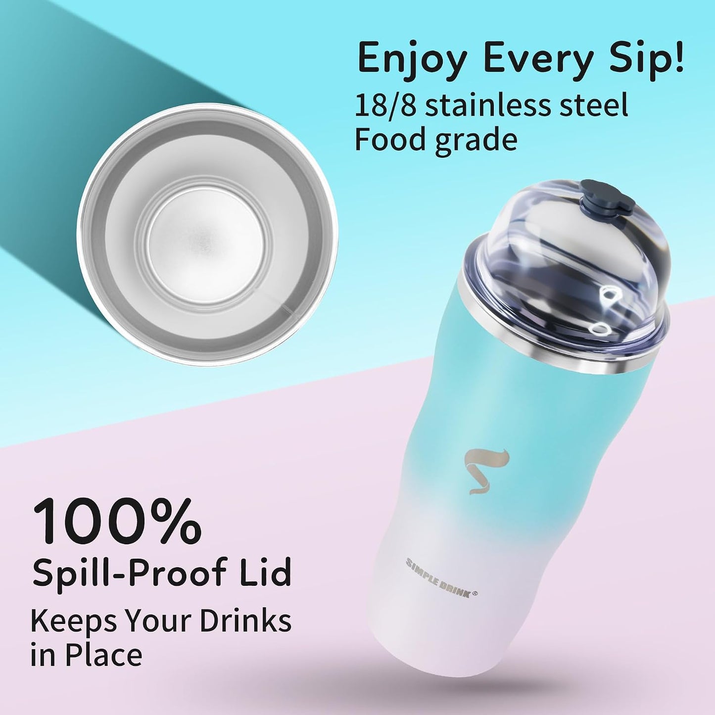 20 oz Insulated Tumbler, Straw and Flat Lids,Jelly Green | 18/8 stainless steel, double-wall vacuum insulation, BPA-free materials, reusable straw, for everyday hot and cold drinks.
