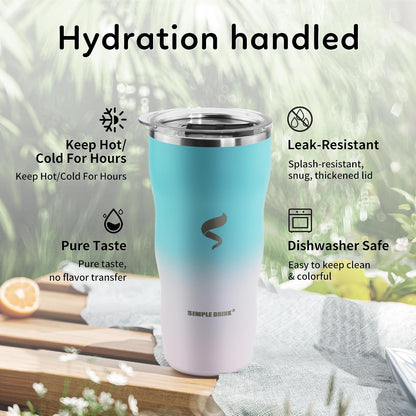 20 oz Insulated Tumbler, Straw and Flat Lids,Jelly Green | 18/8 stainless steel, double-wall vacuum insulation, BPA-free materials, reusable straw, for everyday hot and cold drinks.