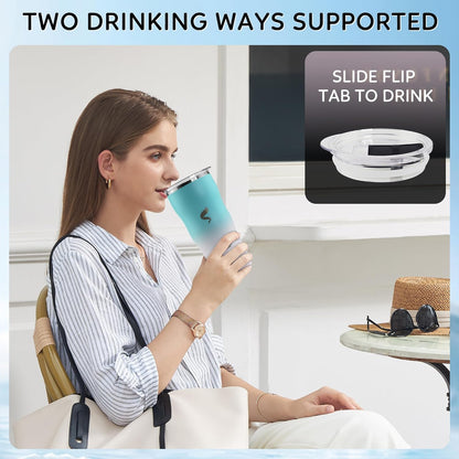 20 oz Insulated Tumbler, Straw and Flat Lids,Jelly Green | 18/8 stainless steel, double-wall vacuum insulation, BPA-free materials, reusable straw, for everyday hot and cold drinks.