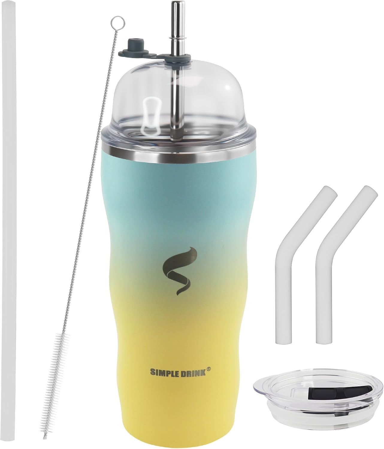 20 oz Insulated Tumbler, Straw and Flat Lids,Jelly Green | 18/8 stainless steel, double-wall vacuum insulation, BPA-free materials, reusable straw, for everyday hot and cold drinks.