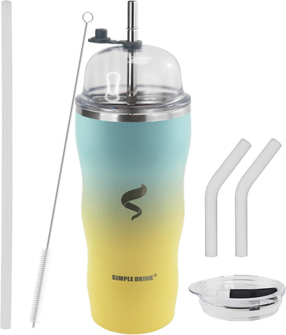 20 oz Insulated Tumbler, Straw and Flat Lids,Jelly Green | 18/8 stainless steel, double-wall vacuum insulation, BPA-free materials, reusable straw, for everyday hot and cold drinks.