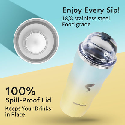 20 oz Insulated Tumbler, Straw and Flat Lids,Jelly Green | 18/8 stainless steel, double-wall vacuum insulation, BPA-free materials, reusable straw, for everyday hot and cold drinks.