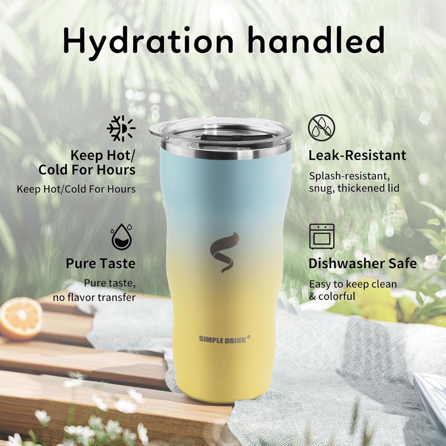 20 oz Insulated Tumbler, Straw and Flat Lids,Jelly Green | 18/8 stainless steel, double-wall vacuum insulation, BPA-free materials, reusable straw, for everyday hot and cold drinks.