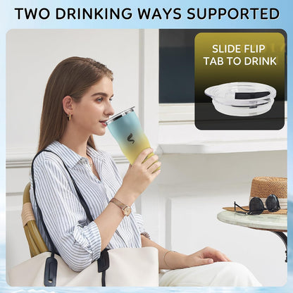 20 oz Insulated Tumbler, Straw and Flat Lids,Jelly Green | 18/8 stainless steel, double-wall vacuum insulation, BPA-free materials, reusable straw, for everyday hot and cold drinks.