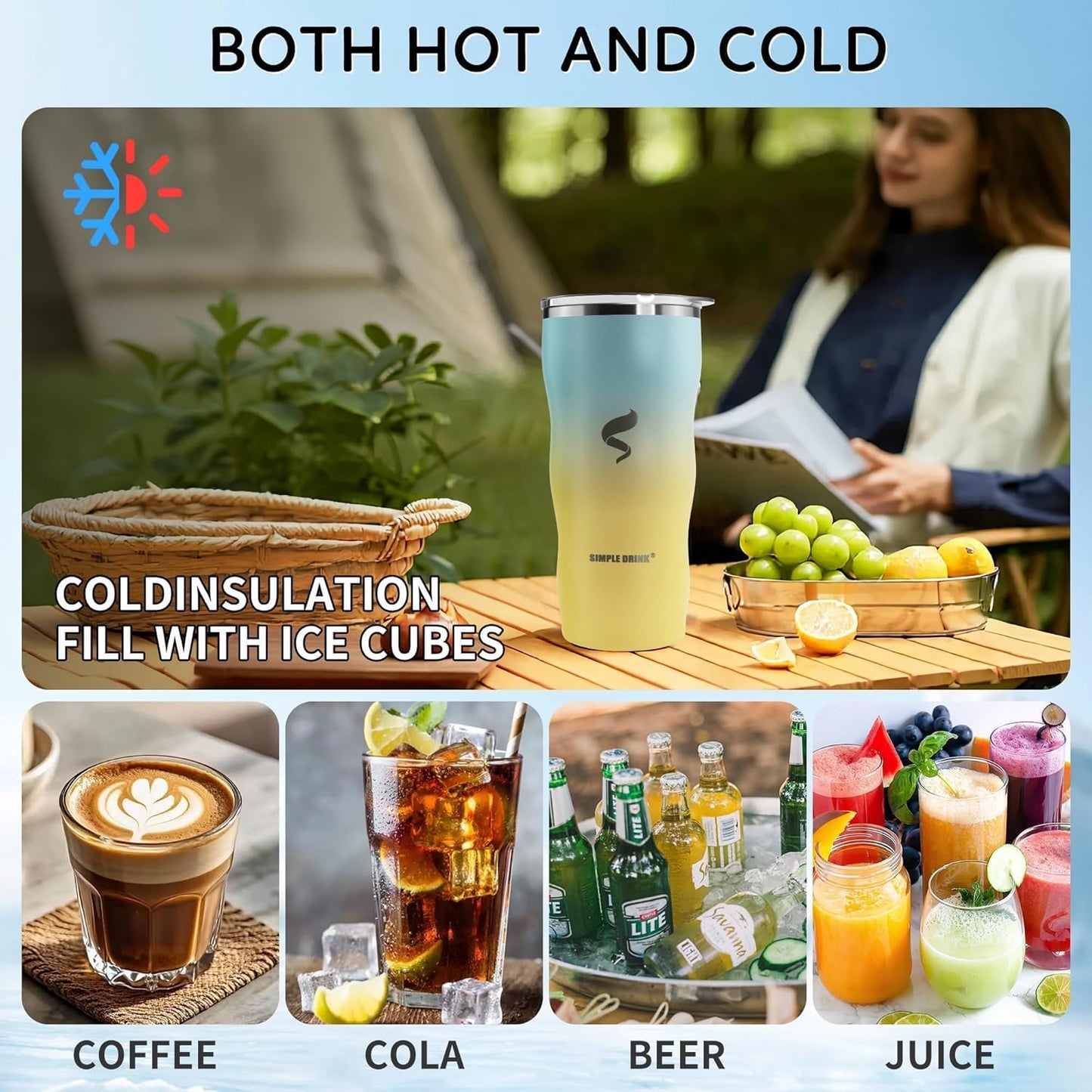 20 oz Insulated Tumbler, Straw and Flat Lids,Jelly Green | 18/8 stainless steel, double-wall vacuum insulation, BPA-free materials, reusable straw, for everyday hot and cold drinks.