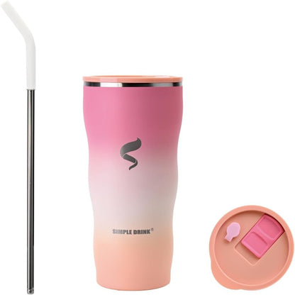 20 oz Insulated Tumbler, Straw and Flat Lids,Jelly Green | 18/8 stainless steel, double-wall vacuum insulation, BPA-free materials, reusable straw, for everyday hot and cold drinks.