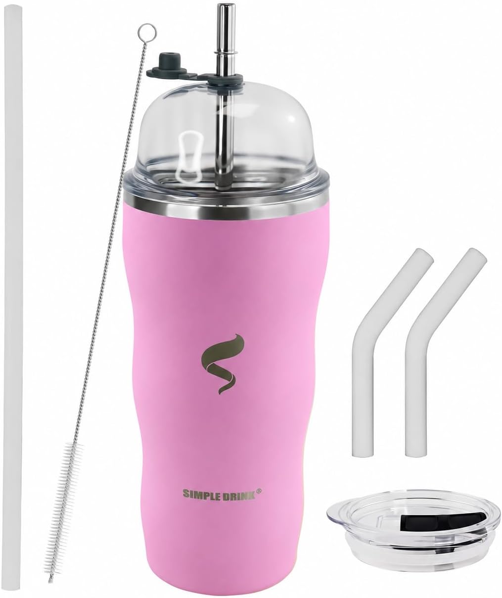 20 oz Insulated Tumbler, Straw and Flat Lids,Jelly Green | 18/8 stainless steel, double-wall vacuum insulation, BPA-free materials, reusable straw, for everyday hot and cold drinks.