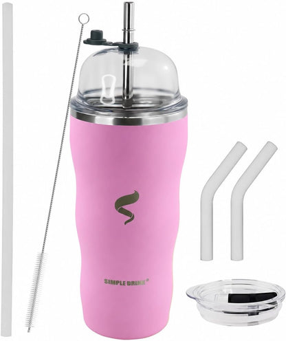 20 oz Insulated Tumbler, Straw and Flat Lids,Jelly Green | 18/8 stainless steel, double-wall vacuum insulation, BPA-free materials, reusable straw, for everyday hot and cold drinks.