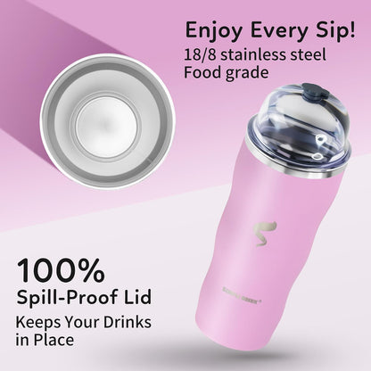 20 oz Insulated Tumbler, Straw and Flat Lids,Jelly Green | 18/8 stainless steel, double-wall vacuum insulation, BPA-free materials, reusable straw, for everyday hot and cold drinks.