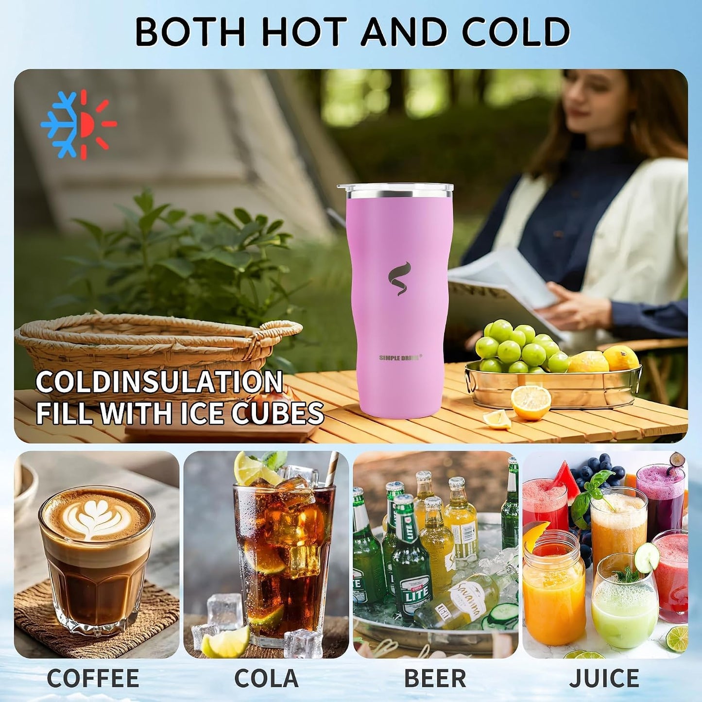 20 oz Insulated Tumbler, Straw and Flat Lids,Jelly Green | 18/8 stainless steel, double-wall vacuum insulation, BPA-free materials, reusable straw, for everyday hot and cold drinks.