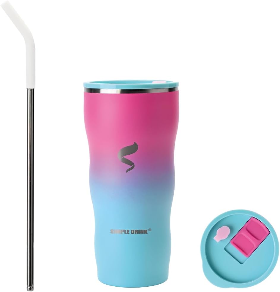 20 oz Insulated Tumbler, Straw and Flat Lids,Jelly Green | 18/8 stainless steel, double-wall vacuum insulation, BPA-free materials, reusable straw, for everyday hot and cold drinks.