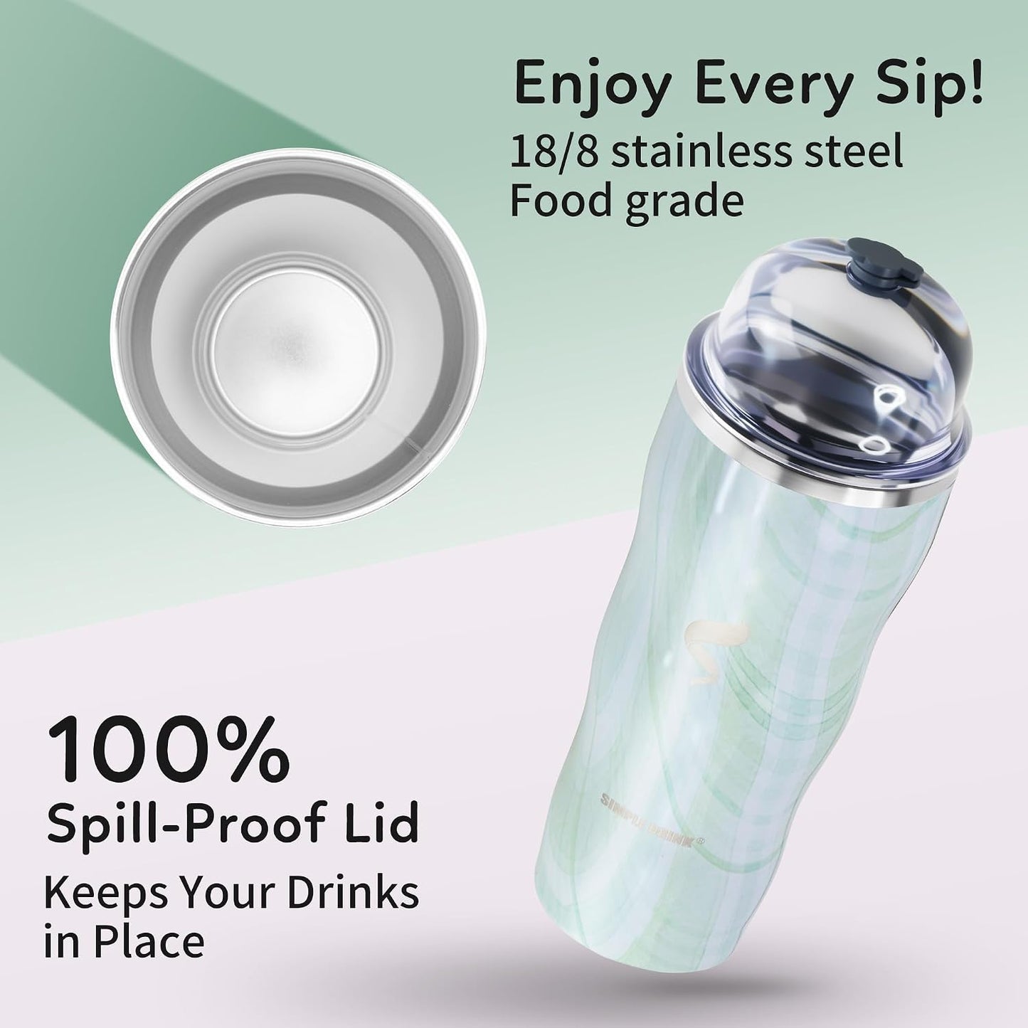 20 oz Insulated Tumbler, Straw and Flat Lids,Jelly Green | 18/8 stainless steel, double-wall vacuum insulation, BPA-free materials, reusable straw, for everyday hot and cold drinks.