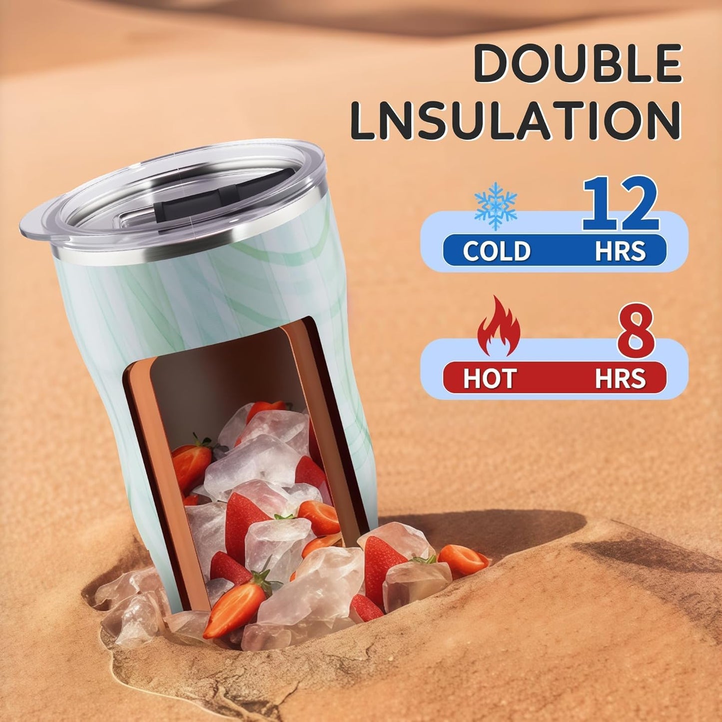 20 oz Insulated Tumbler, Straw and Flat Lids,Jelly Green | 18/8 stainless steel, double-wall vacuum insulation, BPA-free materials, reusable straw, for everyday hot and cold drinks.