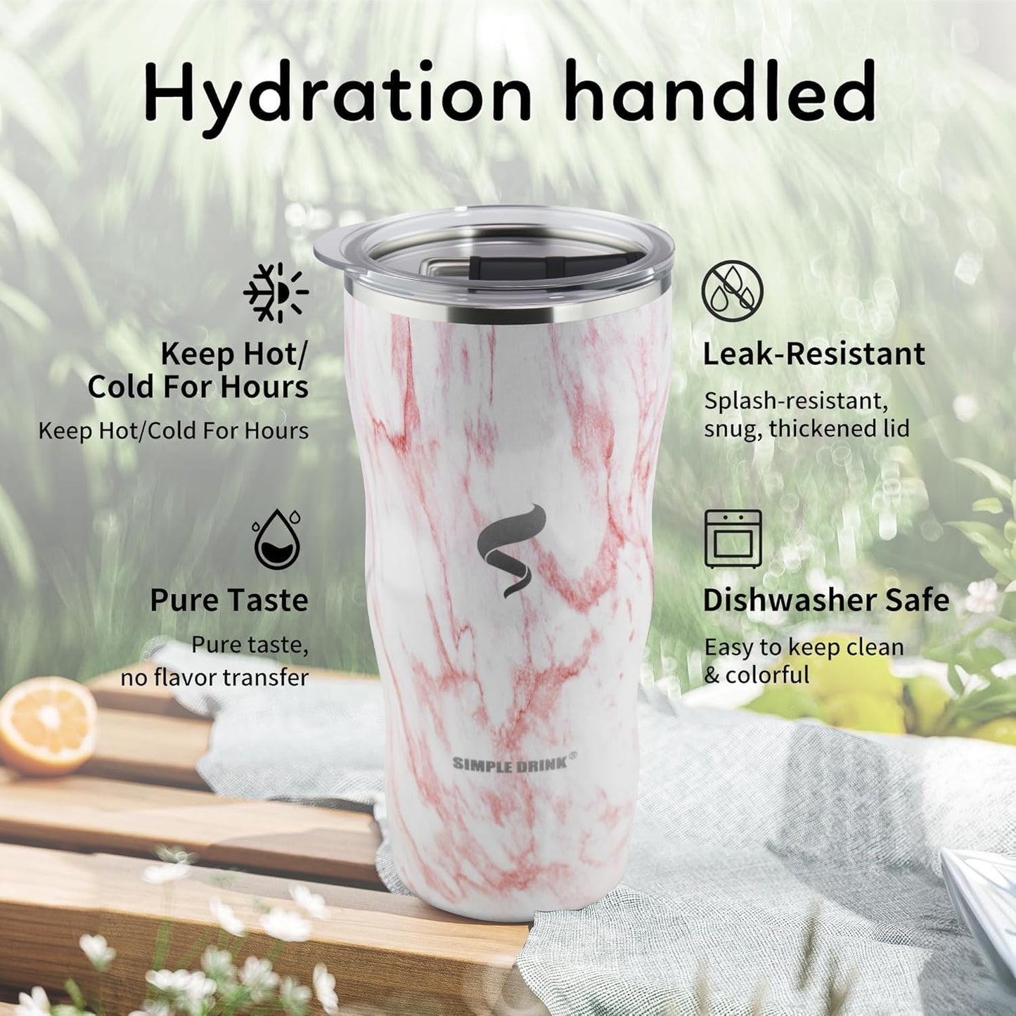 20 oz Insulated Tumbler, Straw and Flat Lids,Jelly Green | 18/8 stainless steel, double-wall vacuum insulation, BPA-free materials, reusable straw, for everyday hot and cold drinks.