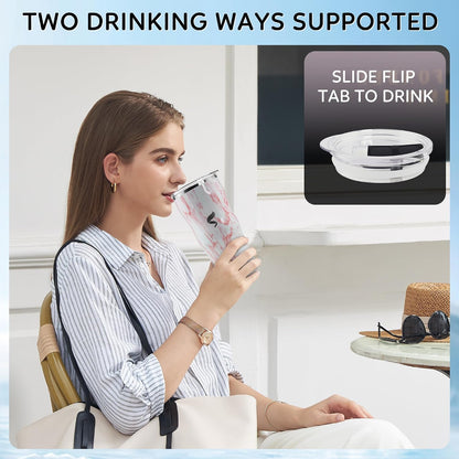 20 oz Insulated Tumbler, Straw and Flat Lids,Jelly Green | 18/8 stainless steel, double-wall vacuum insulation, BPA-free materials, reusable straw, for everyday hot and cold drinks.