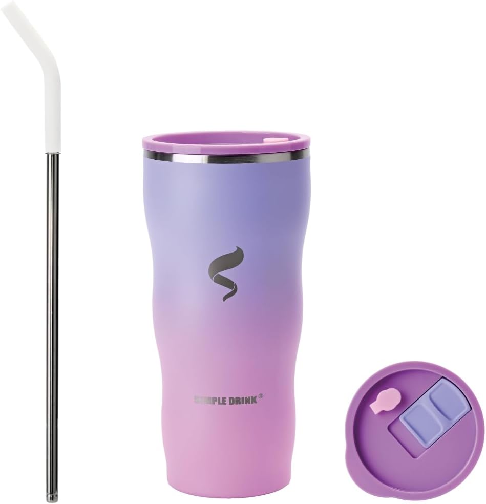 20 oz Insulated Tumbler, Straw and Flat Lids,Jelly Green | 18/8 stainless steel, double-wall vacuum insulation, BPA-free materials, reusable straw, for everyday hot and cold drinks.