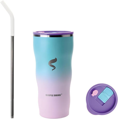 20 oz Insulated Tumbler, Straw and Flat Lids,Jelly Green | 18/8 stainless steel, double-wall vacuum insulation, BPA-free materials, reusable straw, for everyday hot and cold drinks.