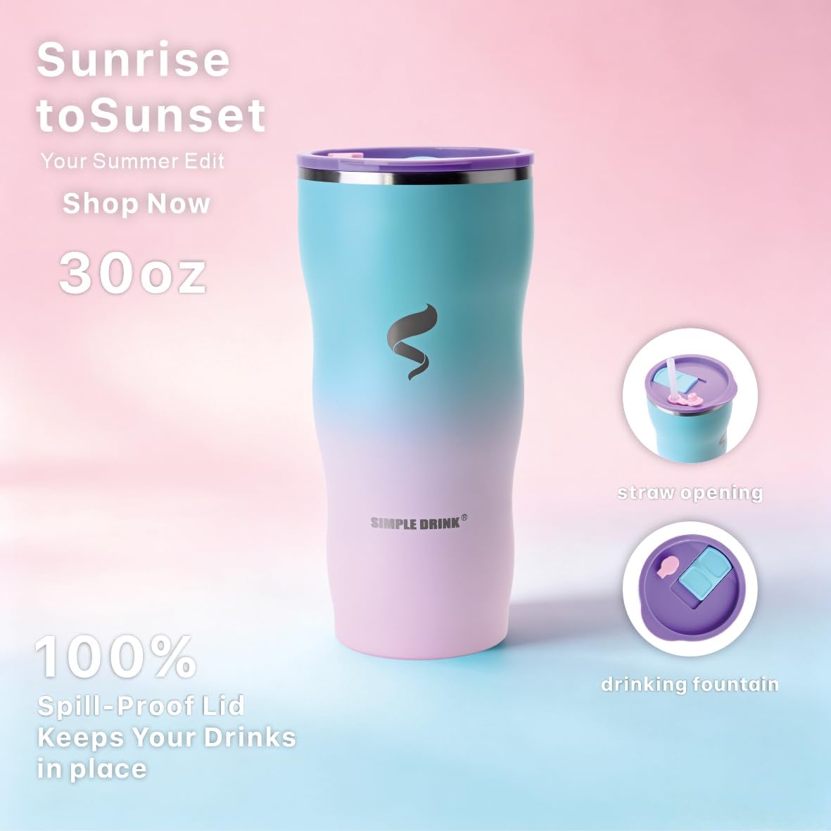 20 oz Insulated Tumbler, Straw and Flat Lids,Jelly Green | 18/8 stainless steel, double-wall vacuum insulation, BPA-free materials, reusable straw, for everyday hot and cold drinks.
