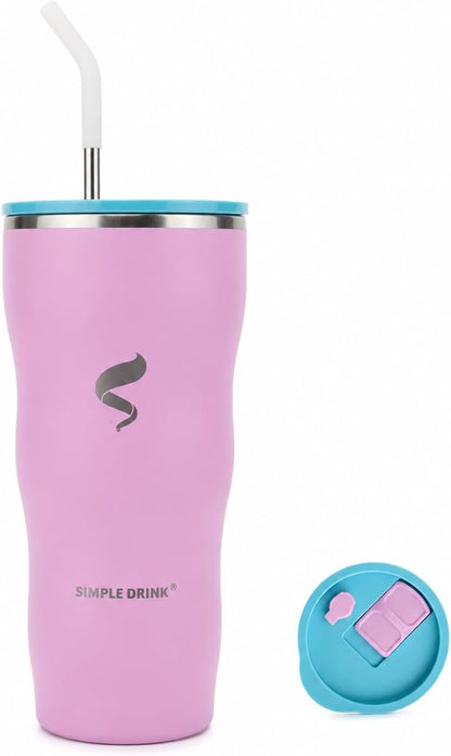 20 oz Insulated Tumbler, Straw and Flat Lids,Jelly Green | 18/8 stainless steel, double-wall vacuum insulation, BPA-free materials, reusable straw, for everyday hot and cold drinks.