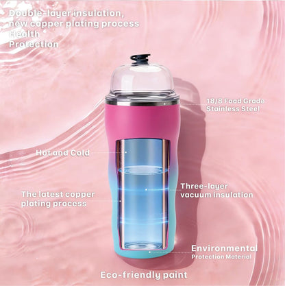 20 oz Insulated Tumbler, Straw and Flat Lids,Jelly Green | 18/8 stainless steel, double-wall vacuum insulation, BPA-free materials, reusable straw, for everyday hot and cold drinks.