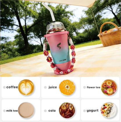 20 oz Insulated Tumbler, Straw and Flat Lids,Jelly Green | 18/8 stainless steel, double-wall vacuum insulation, BPA-free materials, reusable straw, for everyday hot and cold drinks.