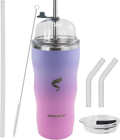 20 oz Insulated Tumbler, Straw and Flat Lids,Jelly Green | 18/8 stainless steel, double-wall vacuum insulation, BPA-free materials, reusable straw, for everyday hot and cold drinks.