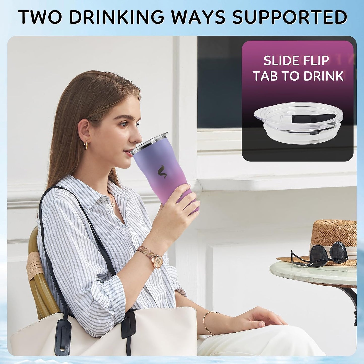 20 oz Insulated Tumbler, Straw and Flat Lids,Jelly Green | 18/8 stainless steel, double-wall vacuum insulation, BPA-free materials, reusable straw, for everyday hot and cold drinks.