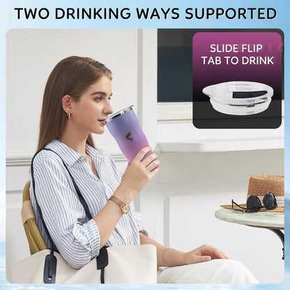 20 oz Insulated Tumbler, Straw and Flat Lids,Jelly Green | 18/8 stainless steel, double-wall vacuum insulation, BPA-free materials, reusable straw, for everyday hot and cold drinks.