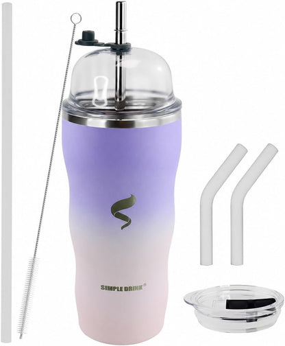 20 oz Insulated Tumbler, Straw and Flat Lids,Jelly Green | 18/8 stainless steel, double-wall vacuum insulation, BPA-free materials, reusable straw, for everyday hot and cold drinks.