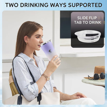 20 oz Insulated Tumbler, Straw and Flat Lids,Jelly Green | 18/8 stainless steel, double-wall vacuum insulation, BPA-free materials, reusable straw, for everyday hot and cold drinks.