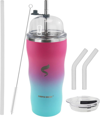 20 oz Insulated Tumbler, Straw and Flat Lids,Jelly Green | 18/8 stainless steel, double-wall vacuum insulation, BPA-free materials, reusable straw, for everyday hot and cold drinks.