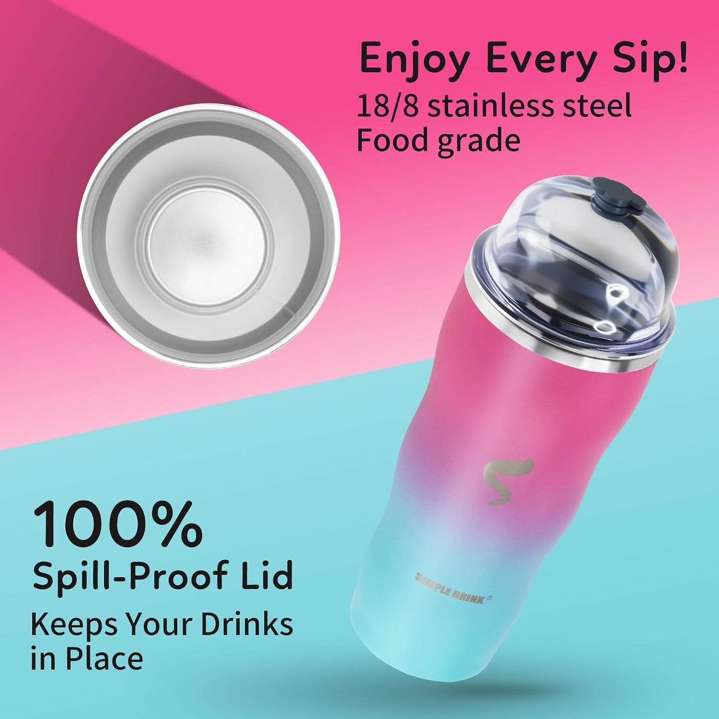 20 oz Insulated Tumbler, Straw and Flat Lids,Jelly Green | 18/8 stainless steel, double-wall vacuum insulation, BPA-free materials, reusable straw, for everyday hot and cold drinks.
