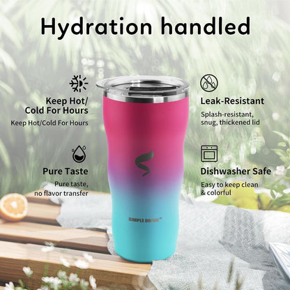 20 oz Insulated Tumbler, Straw and Flat Lids,Jelly Green | 18/8 stainless steel, double-wall vacuum insulation, BPA-free materials, reusable straw, for everyday hot and cold drinks.