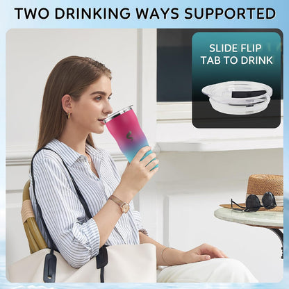 20 oz Insulated Tumbler, Straw and Flat Lids,Jelly Green | 18/8 stainless steel, double-wall vacuum insulation, BPA-free materials, reusable straw, for everyday hot and cold drinks.