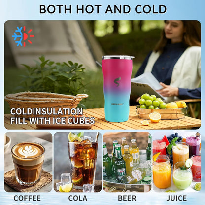 20 oz Insulated Tumbler, Straw and Flat Lids,Jelly Green | 18/8 stainless steel, double-wall vacuum insulation, BPA-free materials, reusable straw, for everyday hot and cold drinks.