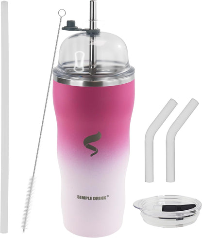 20 oz Insulated Tumbler, Straw and Flat Lids,Jelly Green | 18/8 stainless steel, double-wall vacuum insulation, BPA-free materials, reusable straw, for everyday hot and cold drinks.
