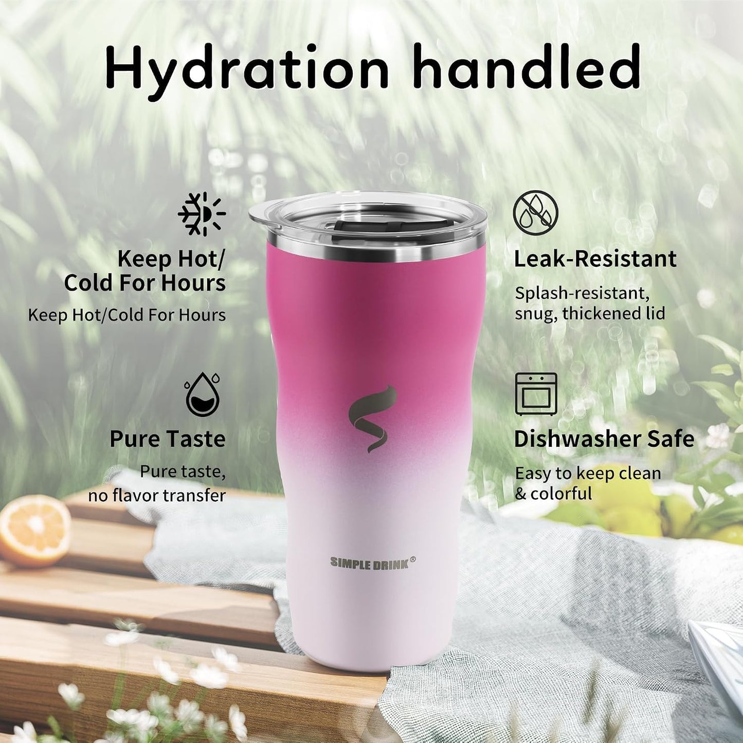 20 oz Insulated Tumbler, Straw and Flat Lids,Jelly Green | 18/8 stainless steel, double-wall vacuum insulation, BPA-free materials, reusable straw, for everyday hot and cold drinks.