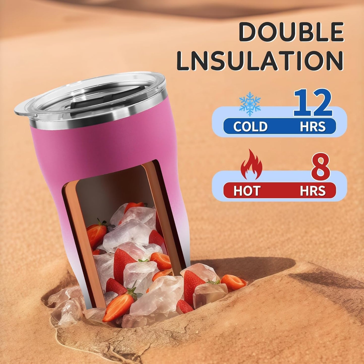 20 oz Insulated Tumbler, Straw and Flat Lids,Jelly Green | 18/8 stainless steel, double-wall vacuum insulation, BPA-free materials, reusable straw, for everyday hot and cold drinks.