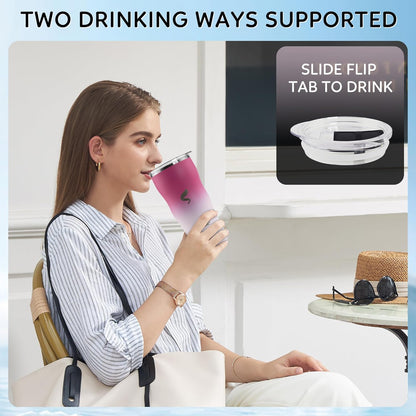 20 oz Insulated Tumbler, Straw and Flat Lids,Jelly Green | 18/8 stainless steel, double-wall vacuum insulation, BPA-free materials, reusable straw, for everyday hot and cold drinks.