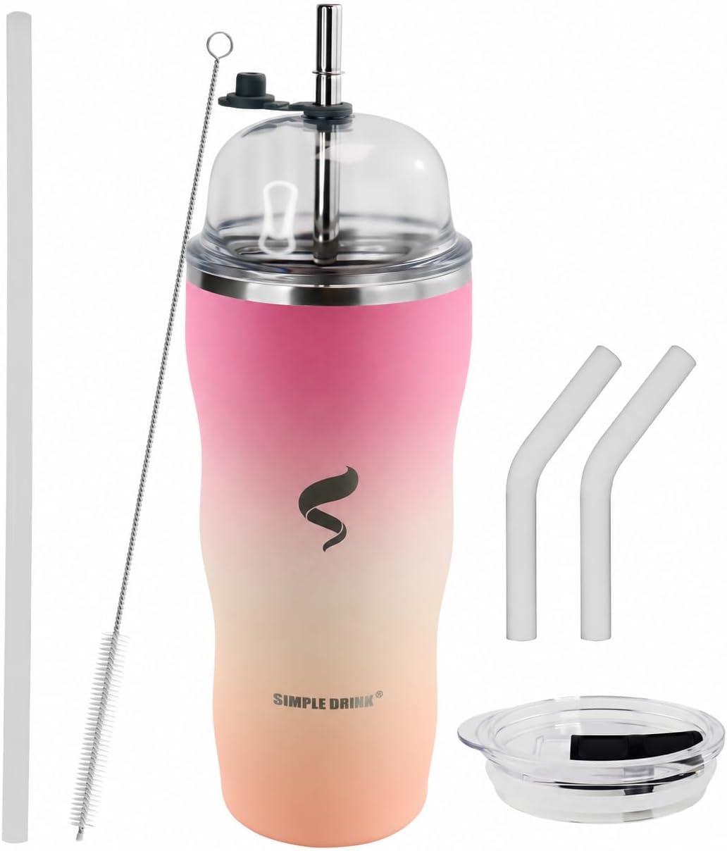 20 oz Insulated Tumbler, Straw and Flat Lids,Jelly Green | 18/8 stainless steel, double-wall vacuum insulation, BPA-free materials, reusable straw, for everyday hot and cold drinks.