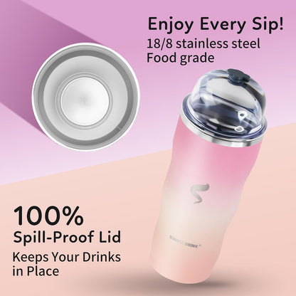 20 oz Insulated Tumbler, Straw and Flat Lids,Jelly Green | 18/8 stainless steel, double-wall vacuum insulation, BPA-free materials, reusable straw, for everyday hot and cold drinks.