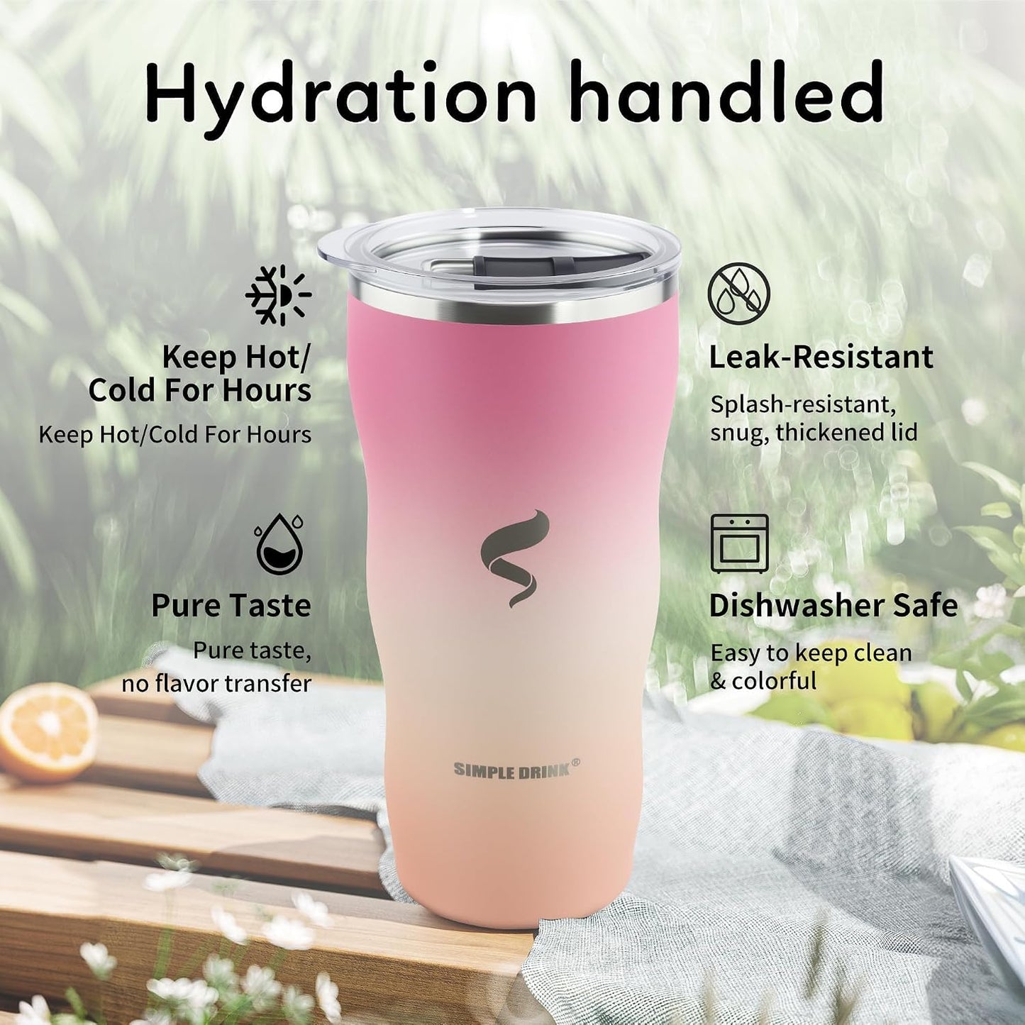 20 oz Insulated Tumbler, Straw and Flat Lids,Jelly Green | 18/8 stainless steel, double-wall vacuum insulation, BPA-free materials, reusable straw, for everyday hot and cold drinks.