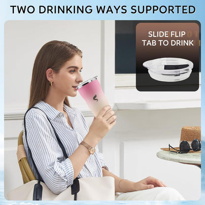 20 oz Insulated Tumbler, Straw and Flat Lids,Jelly Green | 18/8 stainless steel, double-wall vacuum insulation, BPA-free materials, reusable straw, for everyday hot and cold drinks.