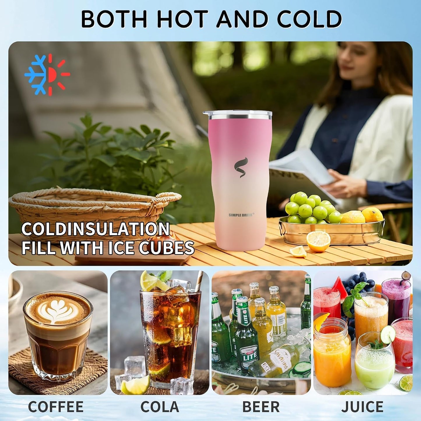20 oz Insulated Tumbler, Straw and Flat Lids,Jelly Green | 18/8 stainless steel, double-wall vacuum insulation, BPA-free materials, reusable straw, for everyday hot and cold drinks.